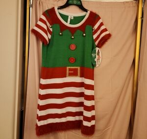 Festive Green and Red Elf Dress